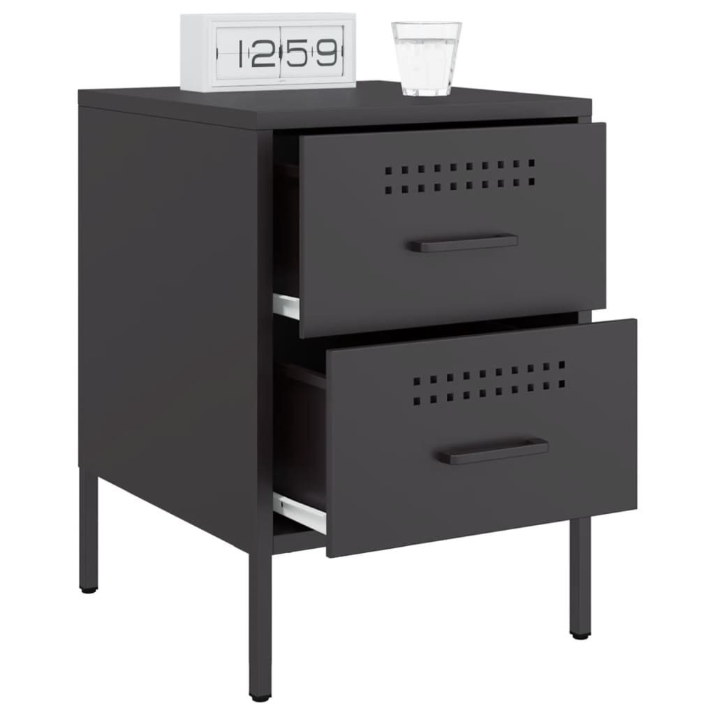 Bedside Cabinets 2 pcs Black Steel