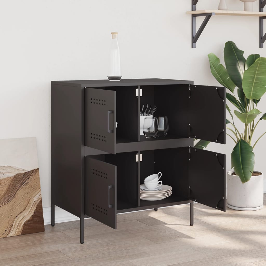 Stylish Sideboard Black Steel