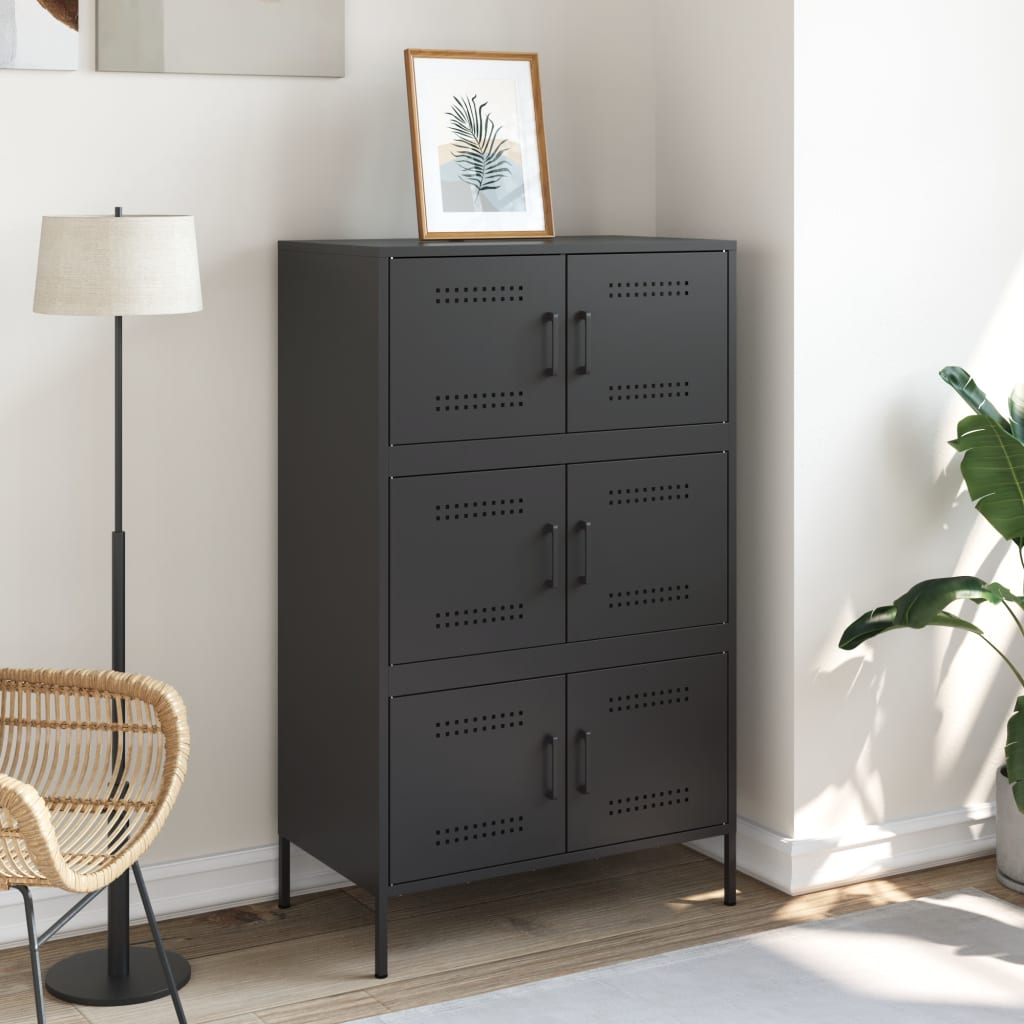 Elegant Highboard Black Steel