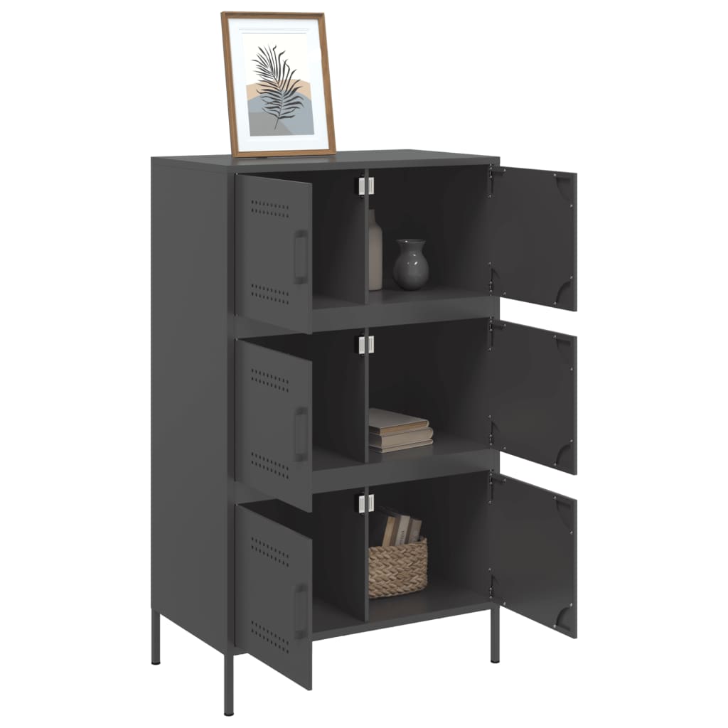 Elegant Highboard Black Steel