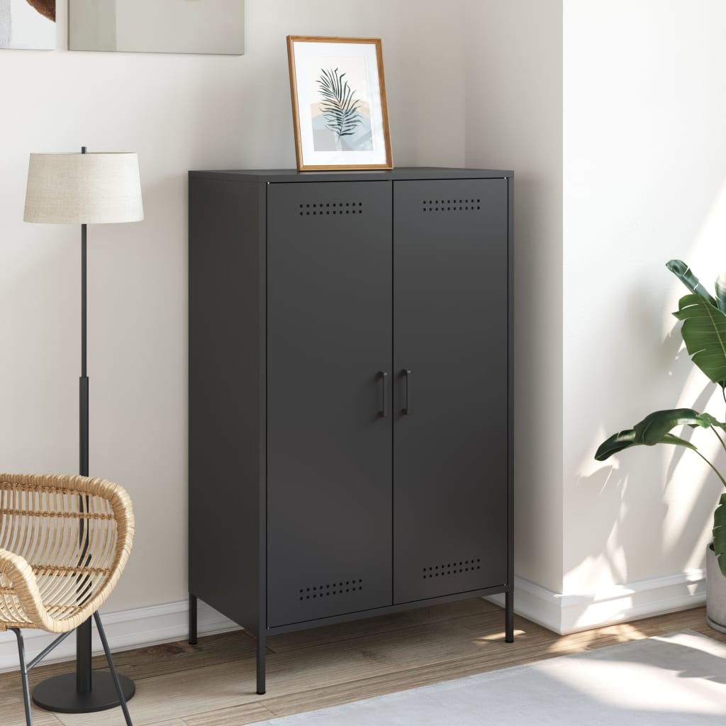 Elegant Highboard Black Steel