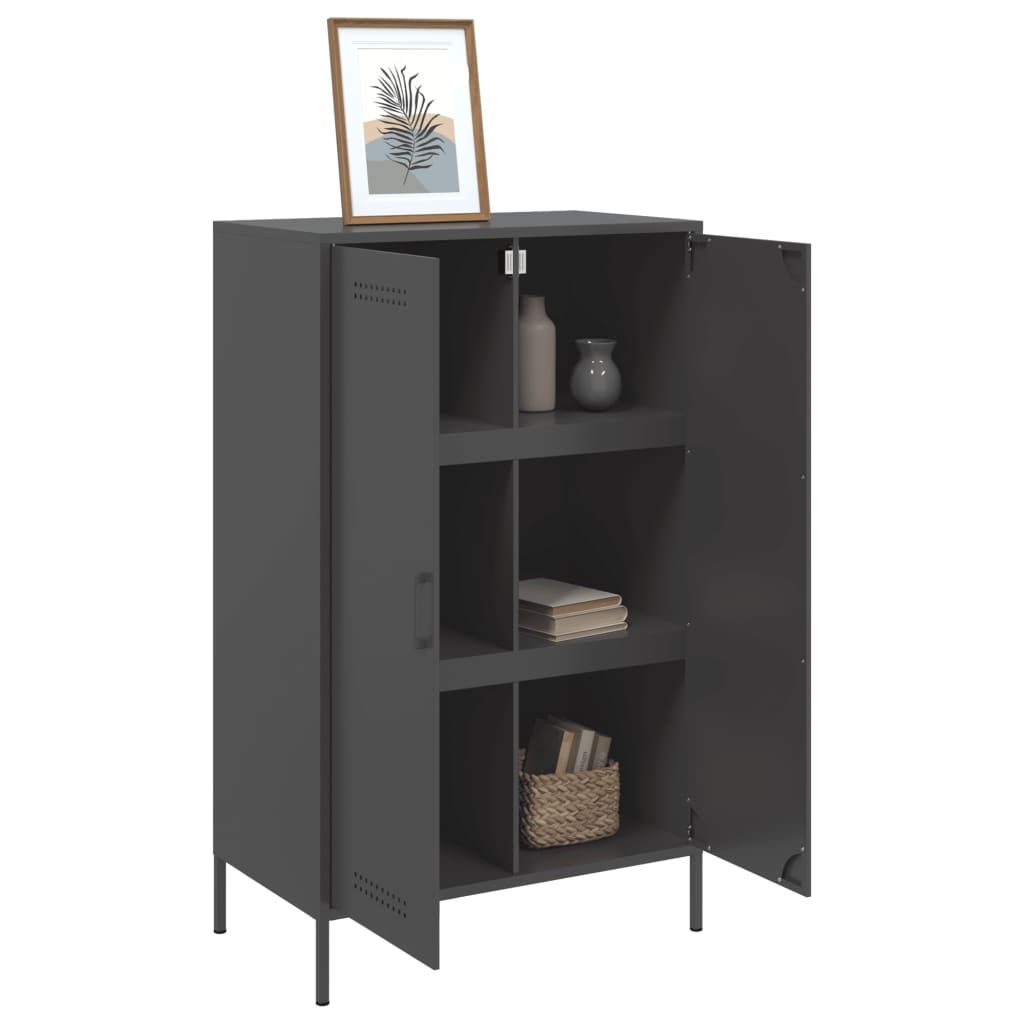 Elegant Highboard Black Steel