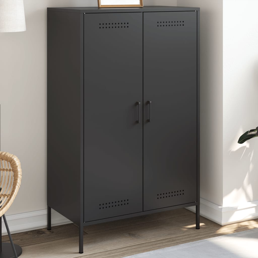 Elegant Highboard Black Steel