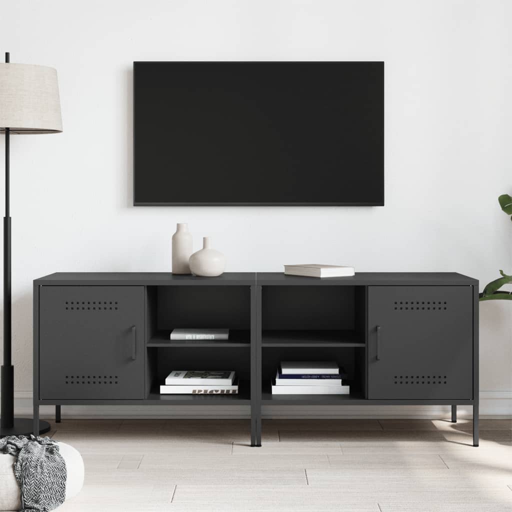 TV Cabinets 2 pcs Black Steel