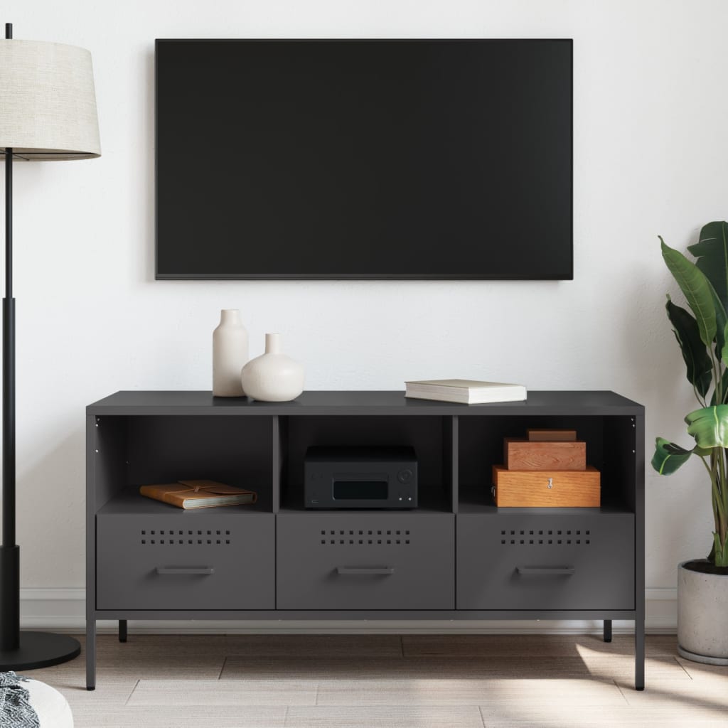 TV Cabinet Black Cold-rolled Steel