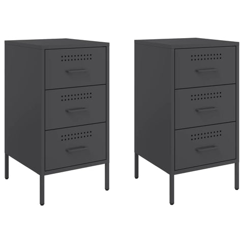 Bedside Cabinets 2 pcs Black Cold-rolled Steel