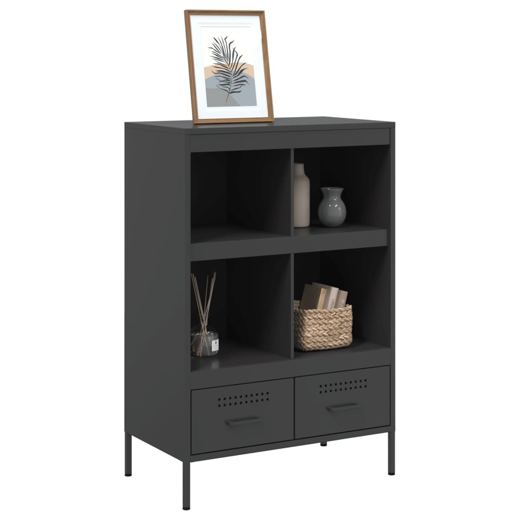 Stylish Highboard Black Cold-rolled Steel