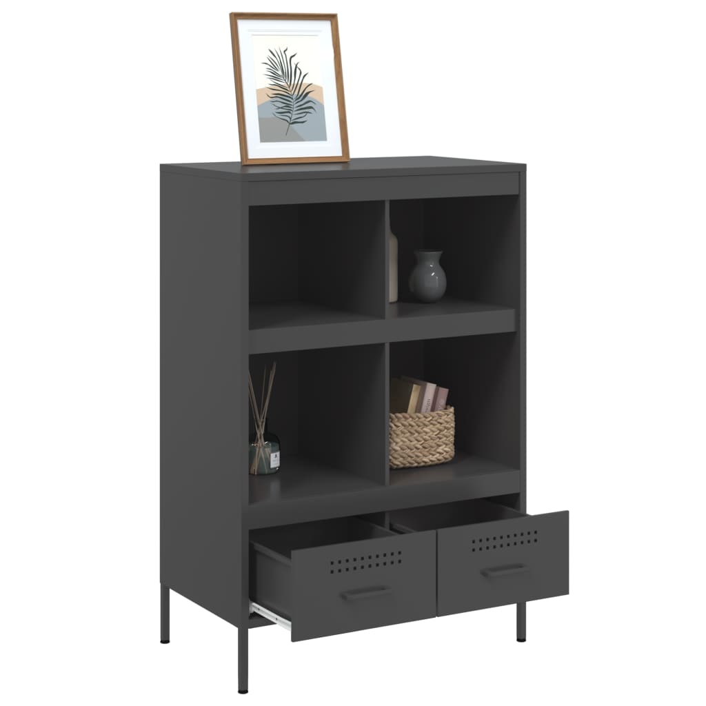 Stylish Highboard Black Cold-rolled Steel