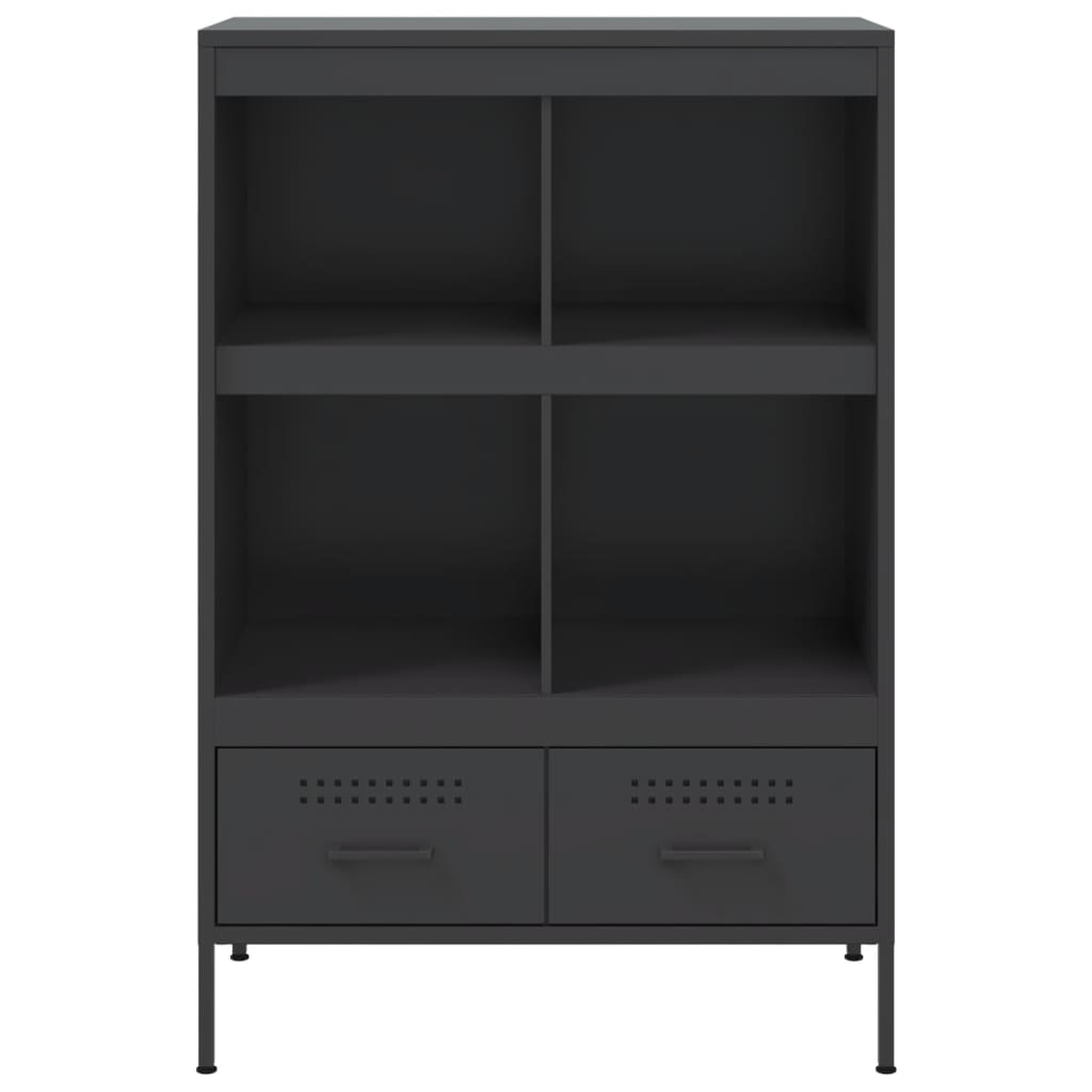 Stylish Highboard Black Cold-rolled Steel