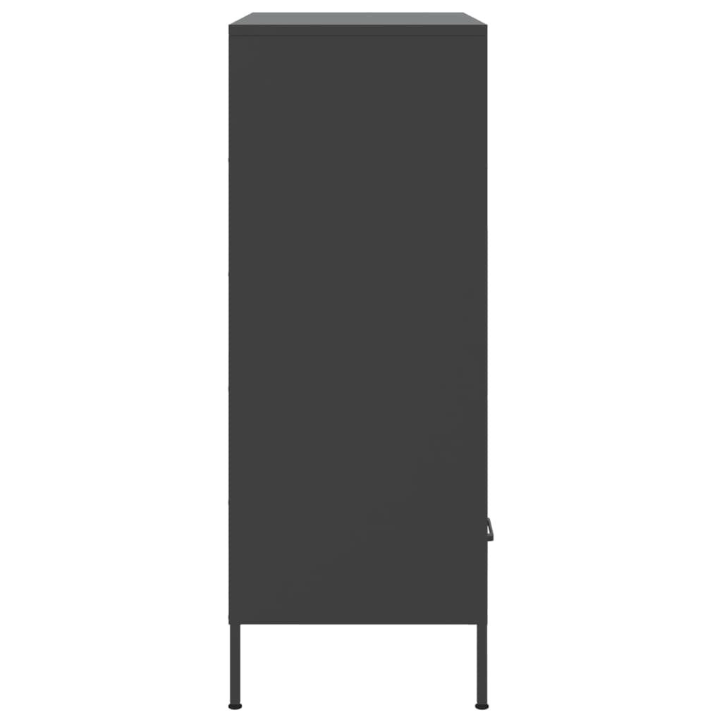 Stylish Highboard Black Cold-rolled Steel