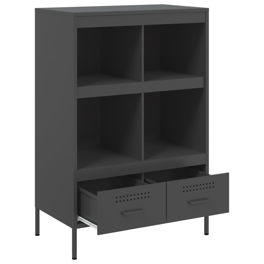 Stylish Highboard Black Cold-rolled Steel