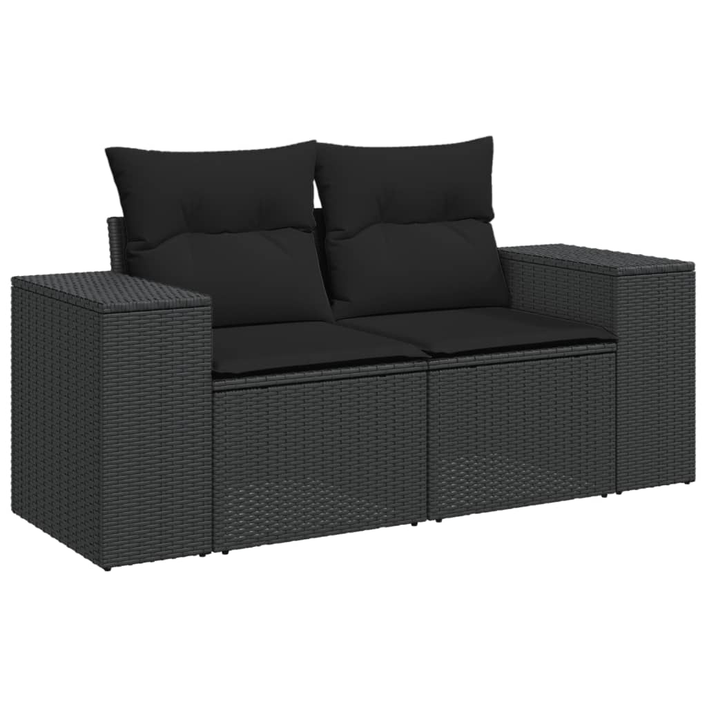 5 - Piece Garden Sofa Set with Cushions Black Poly Rattan