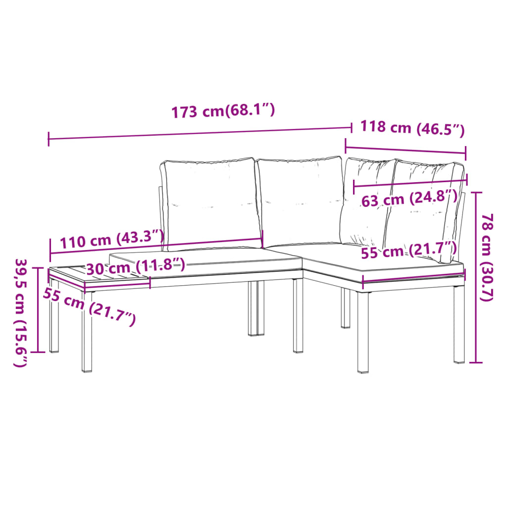 Garden Benches 2 pcs with Cushions Black