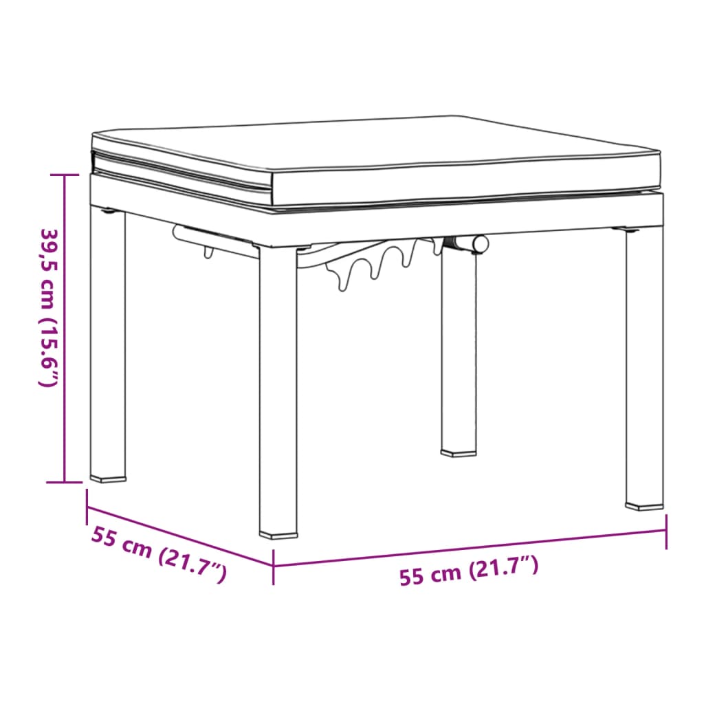 Durable Garden Stool with Cushion in Black