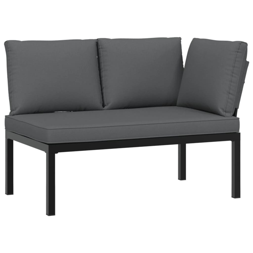 Garden Bench with Cushions Black Aluminium