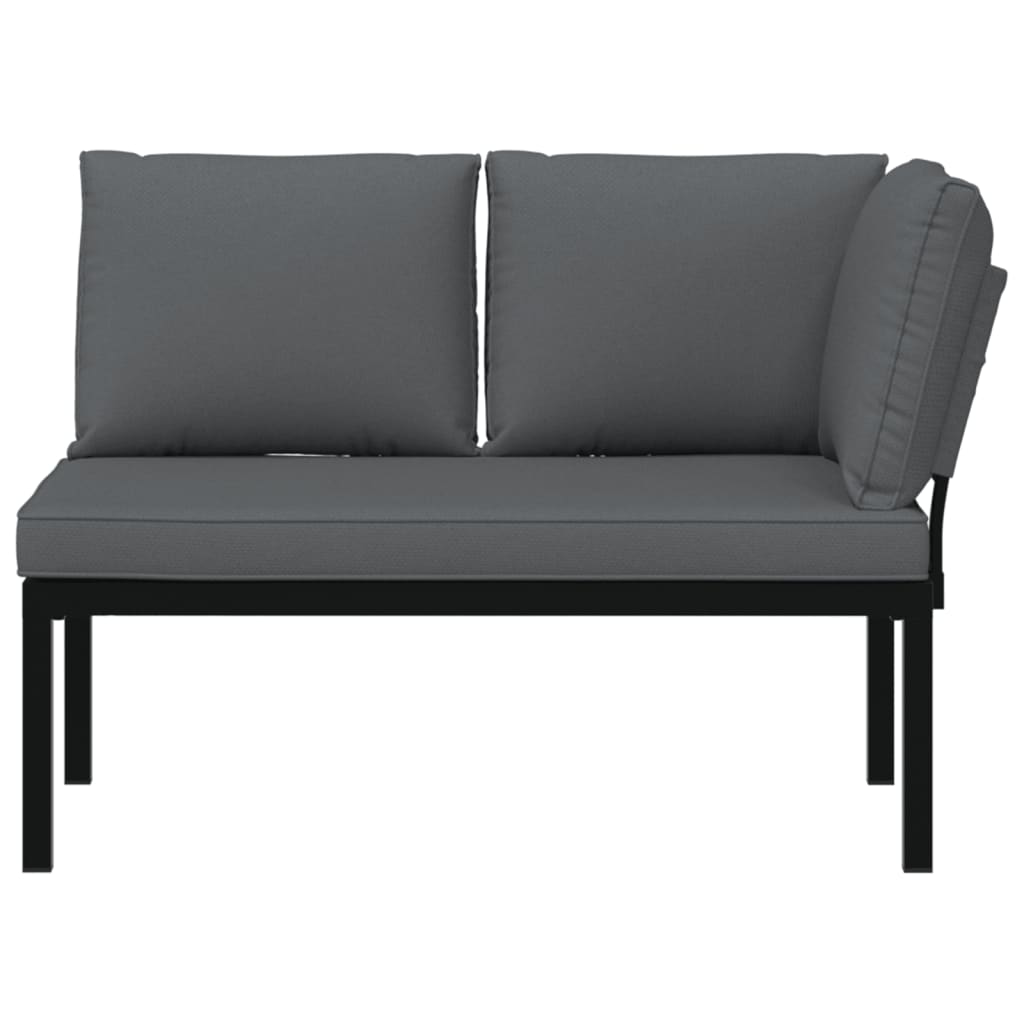 Garden Bench with Cushions Black Aluminium