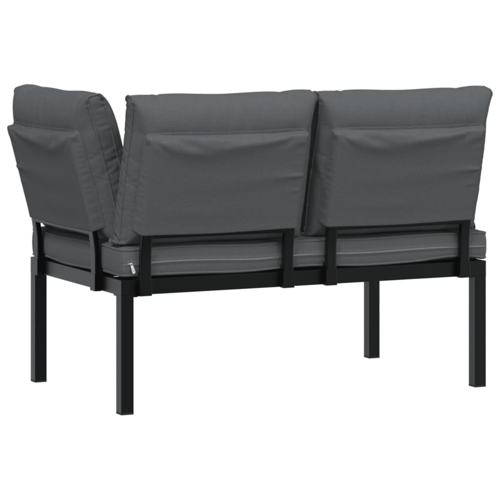 Garden Bench with Cushions Black Aluminium