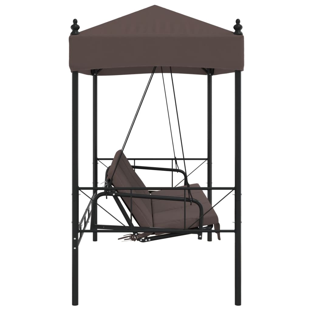 Garden Swing Bench with Canopy Coffee Brown Steel