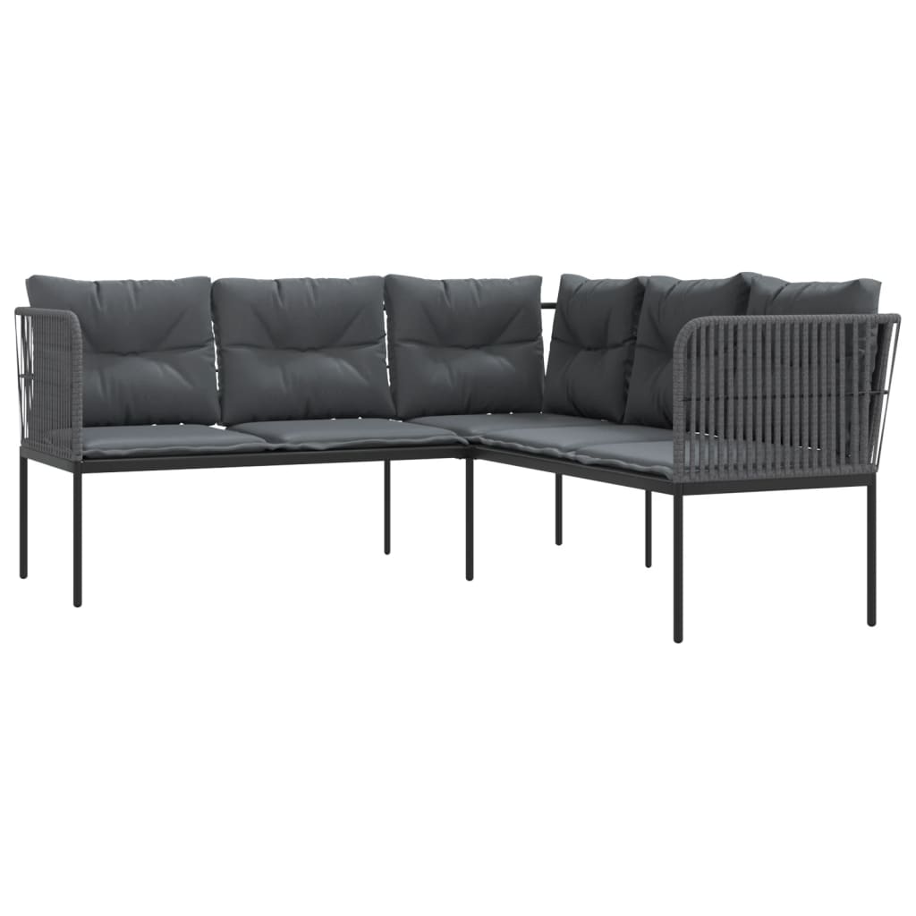 Garden Sofa with Cushions L-shaped Black