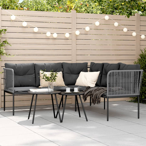 Garden Sofa with Cushions L-shaped Black