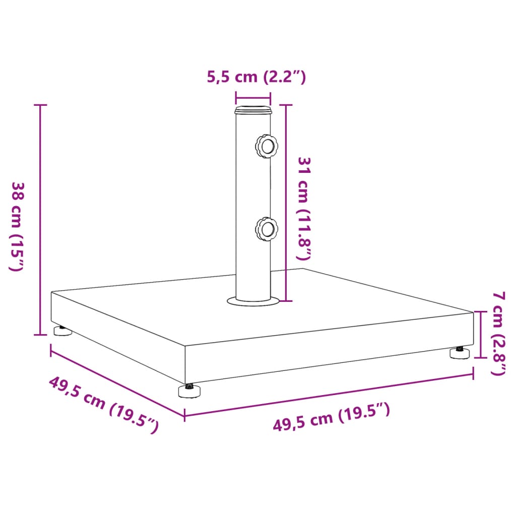 Parasol Base for Poles 28 kg Square