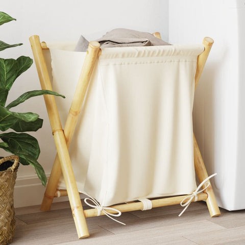 Laundry Basket Cream White Bamboo