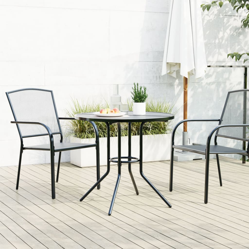 Stylish Patio Table Round Anthracite Powder-coated Steel