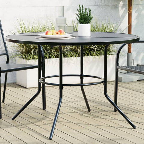 Patio Table Round Anthracite Powder-coated Steel