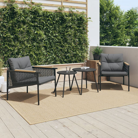 4 Piece Balcony Furniture Set with Cushions Black - Steel