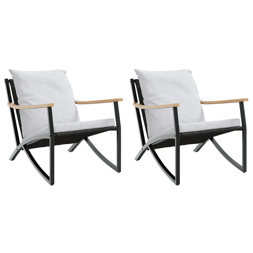 Garden Chairs with Cushions 2 pcs Black Steel