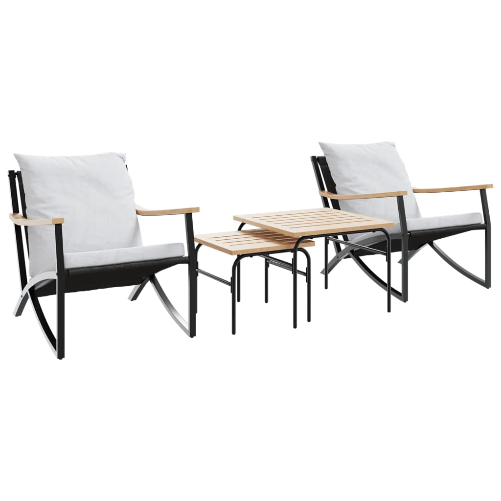 4 Piece Balcony Furniture Set with Cushions Black Steel