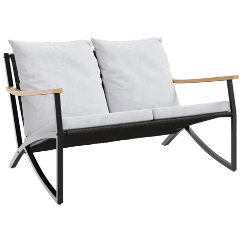 Garden Bench with Cushions 120 cm Black Steel