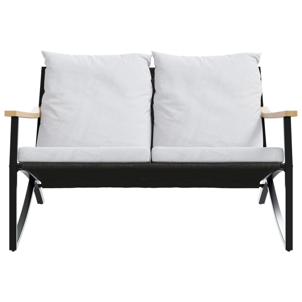 Garden Bench with Cushions 120 cm Black Steel