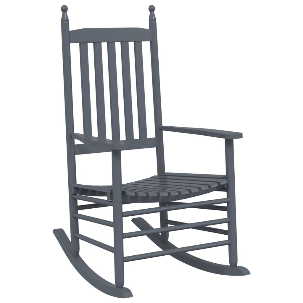 Rocking Chairs with Curved Seats 2 pcs Grey Solid Wood Poplar