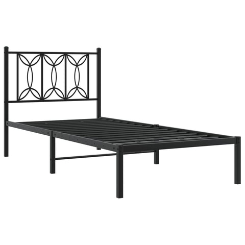 Metal Bed Frame with Headboard Black\White