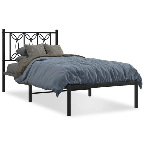 Metal Bed Frame with Headboard Black\White