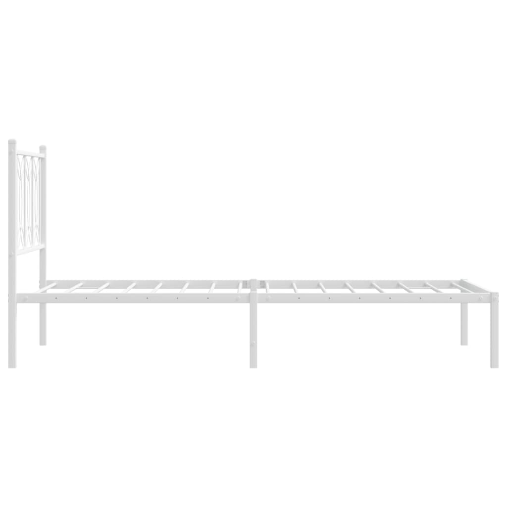 Metal Bed Frame with Headboard - White Single