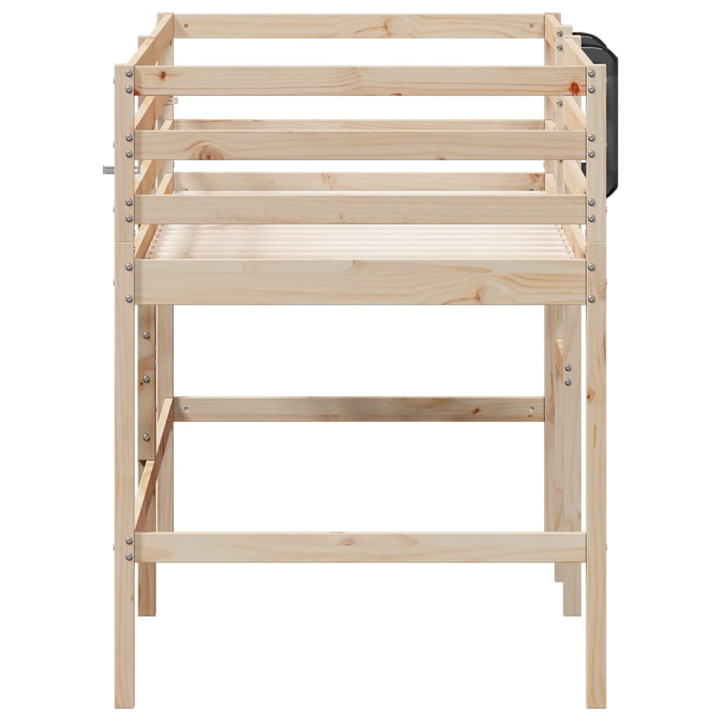 Kids' Loft Bed without Mattress Single Solid Wood Pine