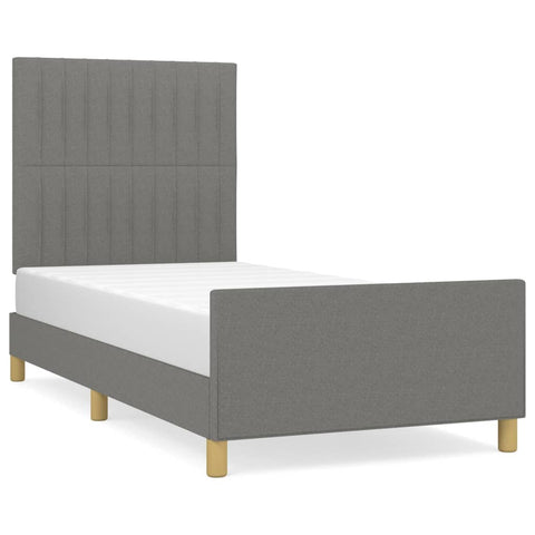 Bed Frame with Headboard Dark Grey King Single - Fabric