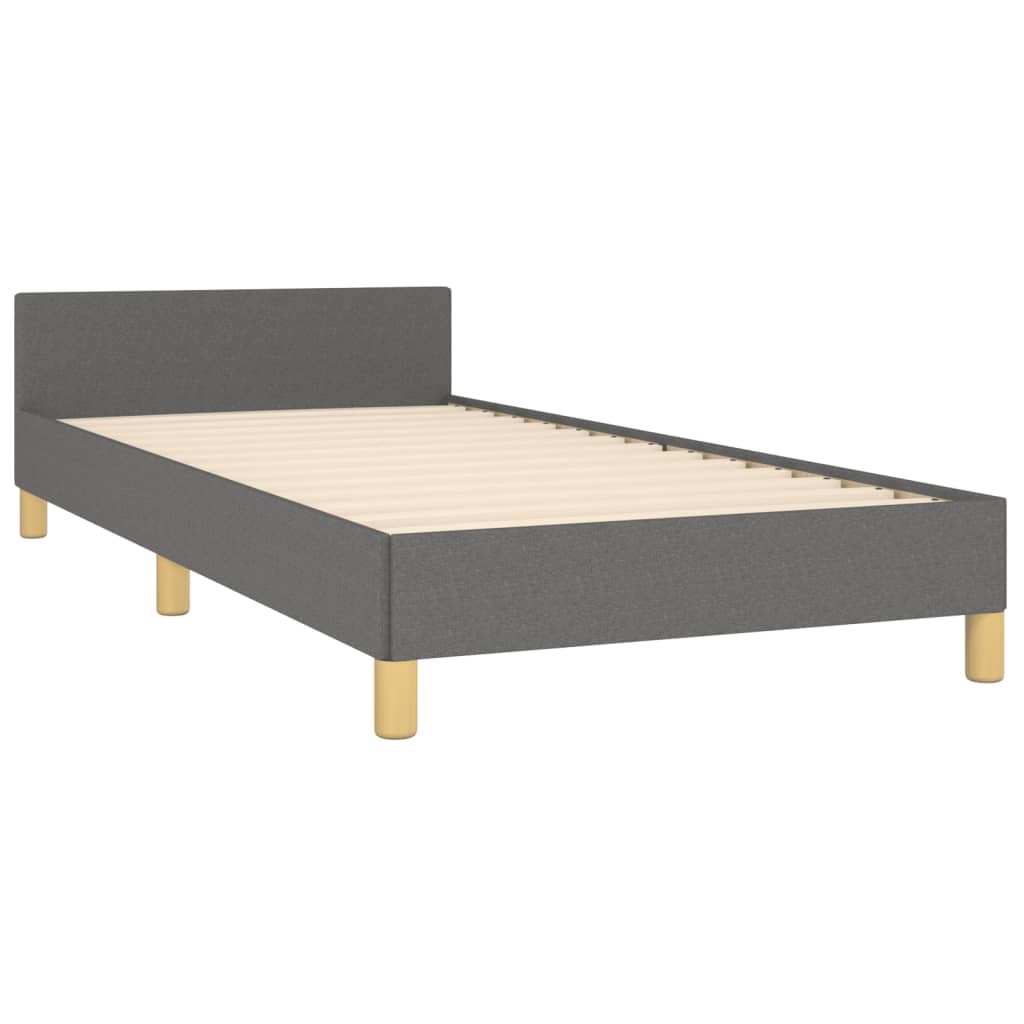 Bed Frame with Headboard Dark Grey King Single - Fabric