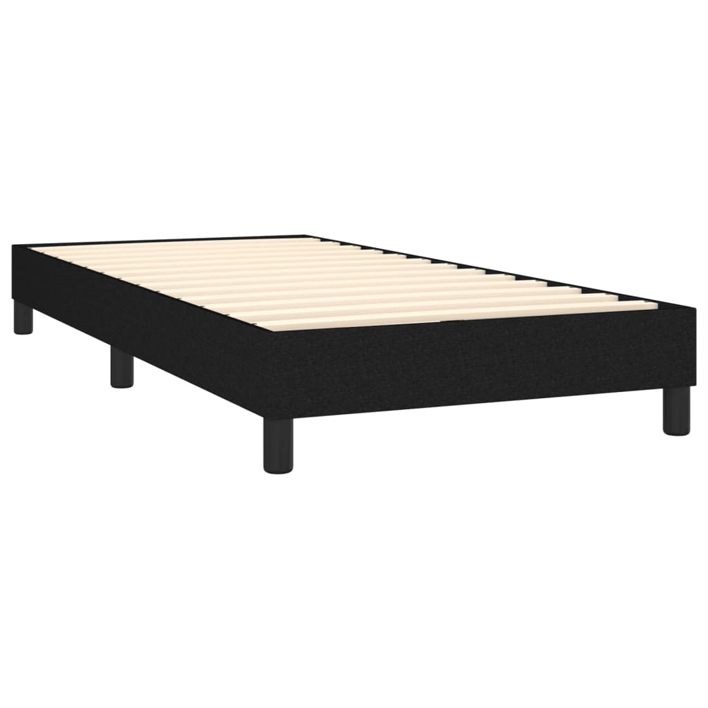 Box Spring Bed with Mattress Black King Single Size Fabric