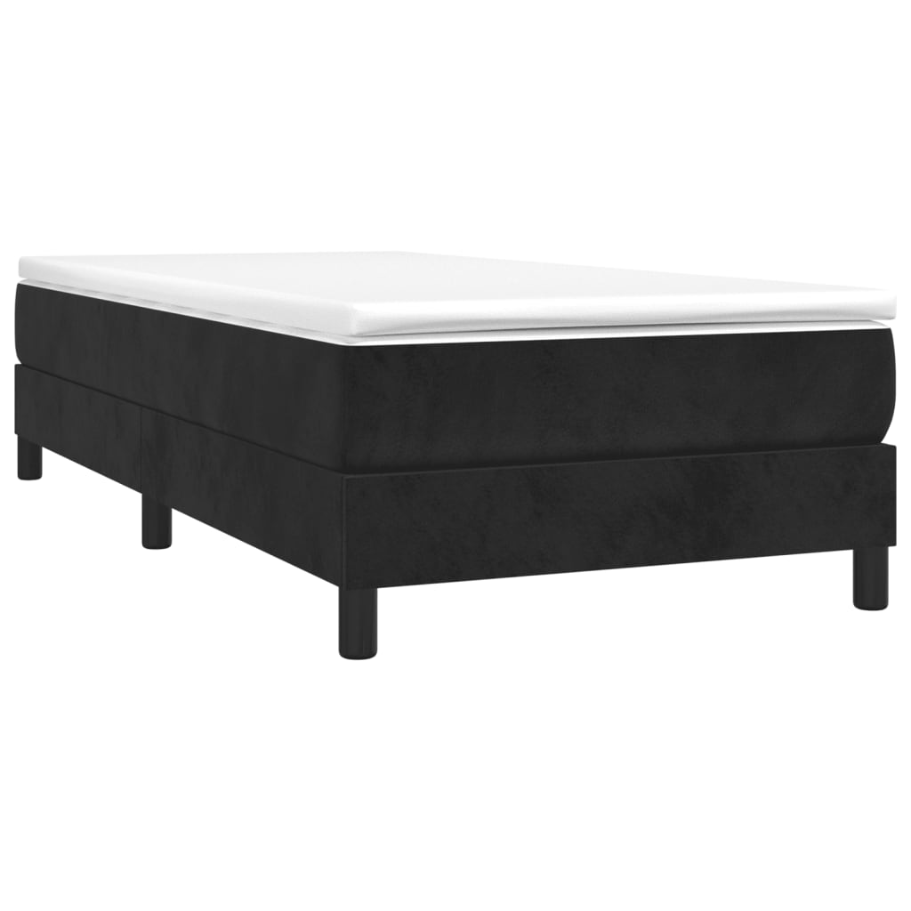 Box Spring Bed with Mattress Black - King Single Size Velvet