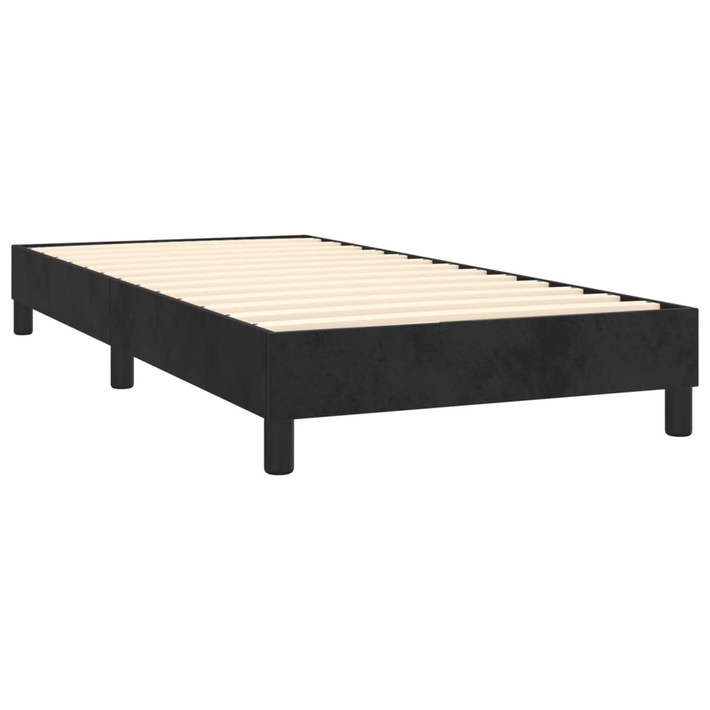 Box Spring Bed with Mattress Black - King Single Size Velvet