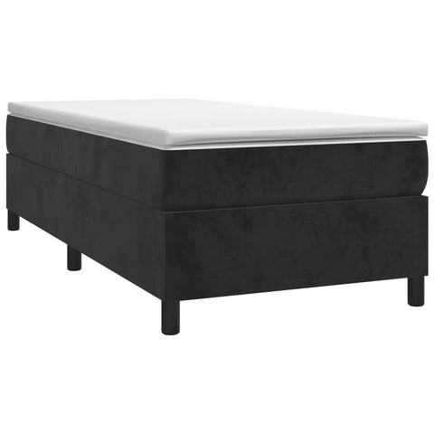 Box Spring Bed with Mattress Black King Single Size Velvet