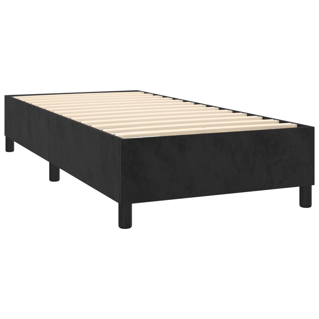 Box Spring Bed with Mattress Black King Single Size Velvet