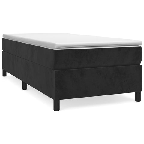 Box Spring Bed with Mattress Black King Single Size Velvet