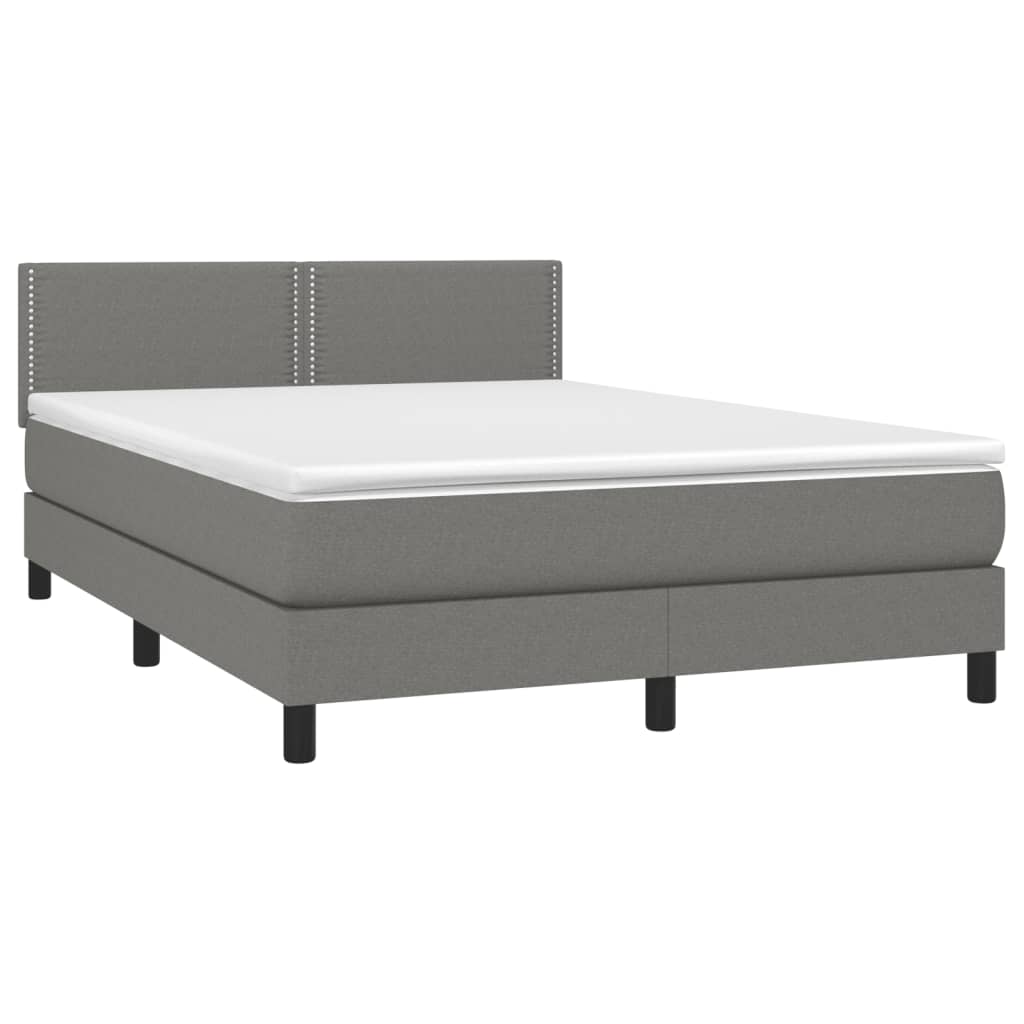 Comfort and Style: Dark Grey Double Size Box Spring Bed with Mattress