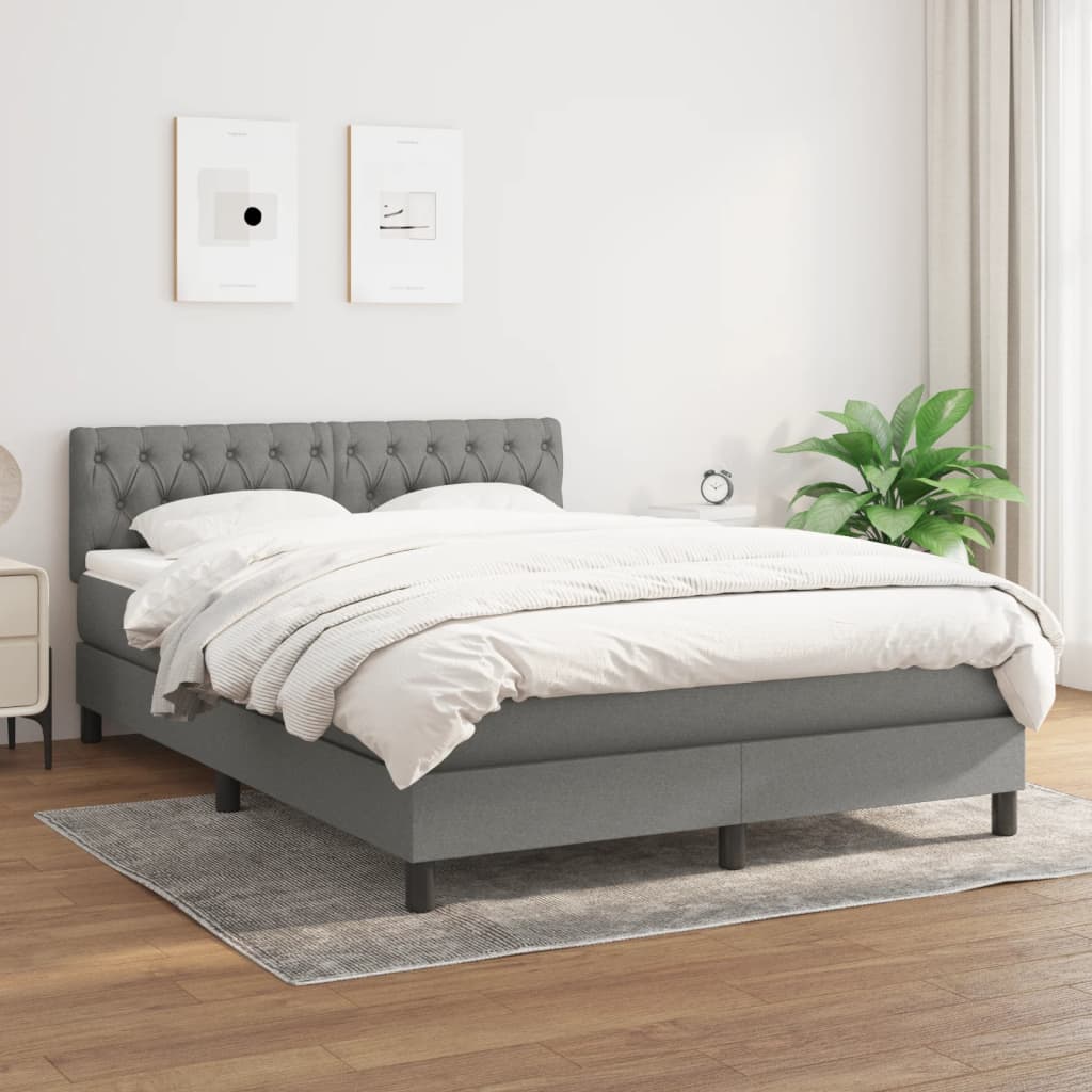 Comfort and Style: Dark Grey Double Size Box Spring Bed with Mattress