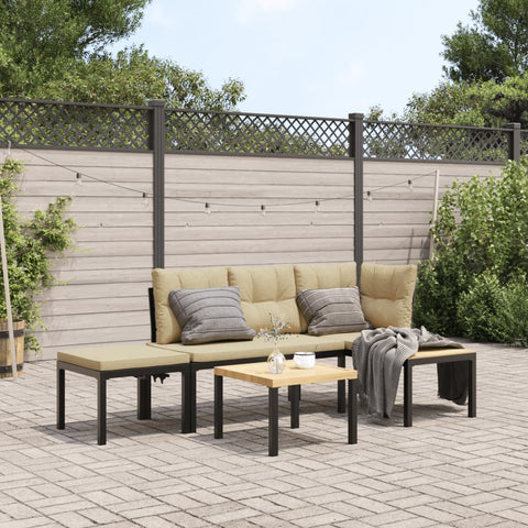 Garden Bench Set with Cushions 4 pcs Black