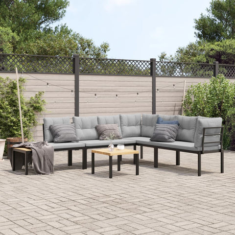 Garden Bench Set with Cushions 5 pcs Black